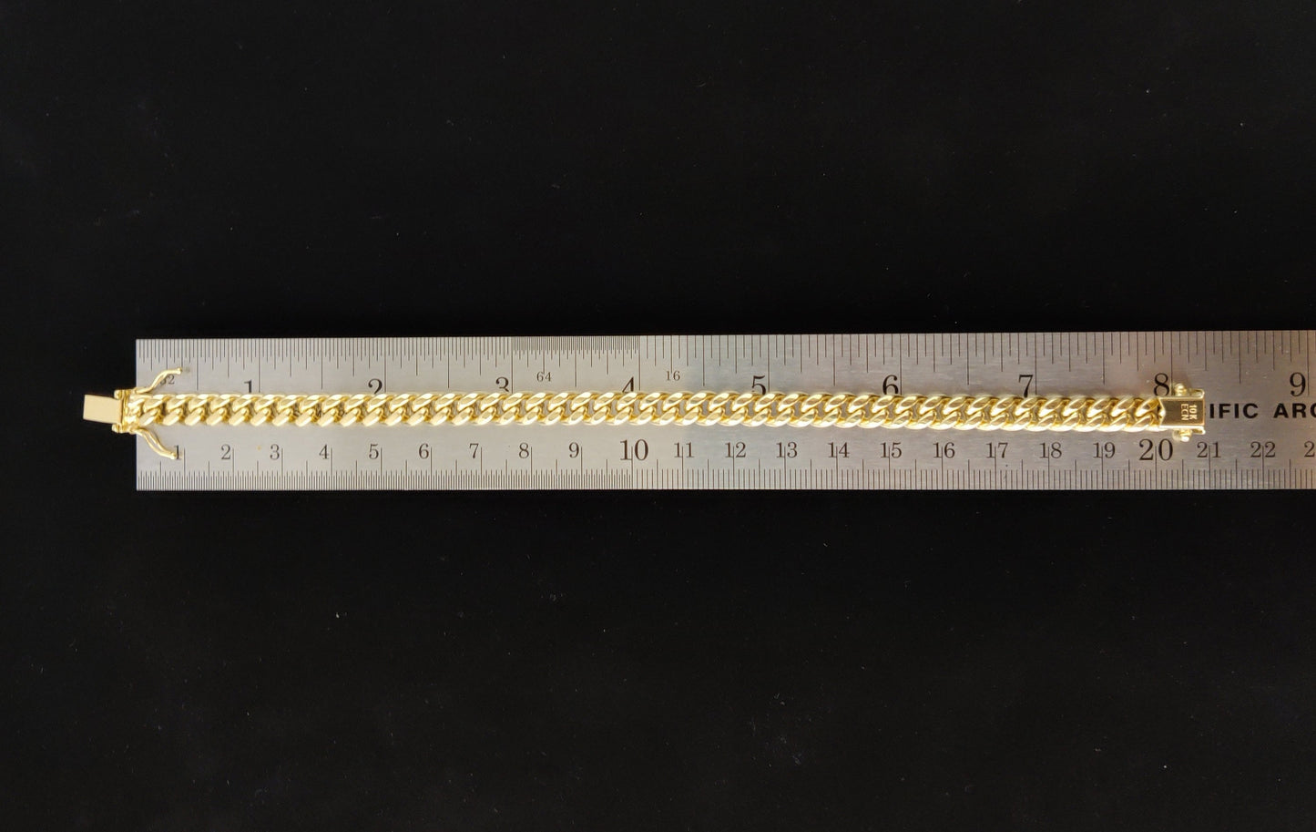 10k Yellow Gold 6.7mm Miami Cuban Chain Bracelet Box Clasp Lock Real 10K Yellow Gold, Men and Women,8 inches ,9 inches miami cuban bracelet