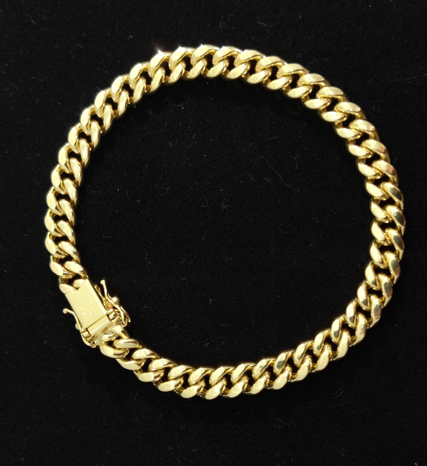 10k Real Gold Miami Cuban Link Chain Necklace and Bracelet 6.7mm Real 10K Yellow Gold, Man Gold Chain,Ladies Gold Chain, 10k Gold Chain