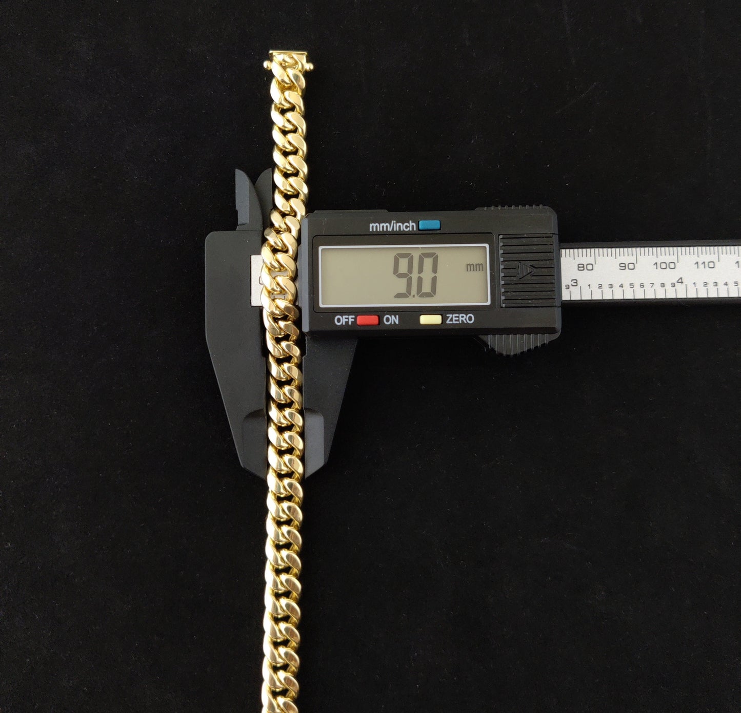 10k Yellow Gold 9mm Miami Cuban Chain Bracelet Box Clasp Lock Real 10K Yellow Gold,10k Gold Chain Men and Women