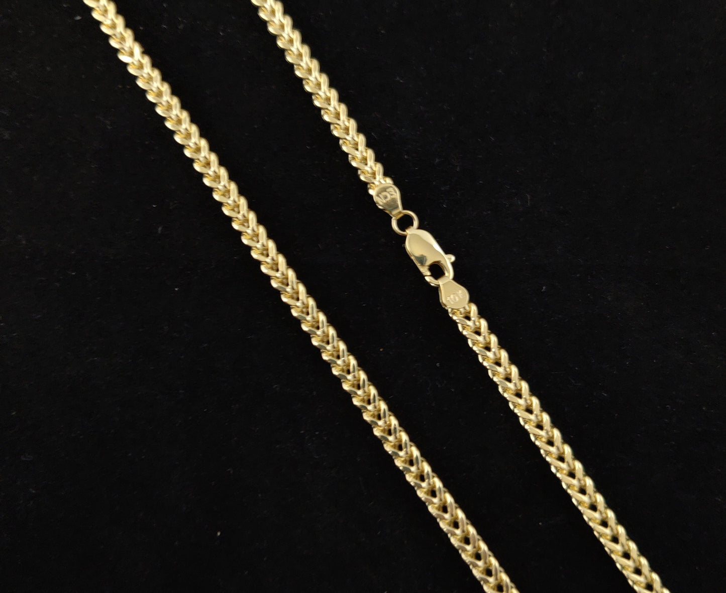 10K Real Semi Solid Gold Franco Chain Necklace, 16"-26" inch, 4mm Real 10K Yellow Gold Franco Chain,10k Gold Chain,Franco Chain