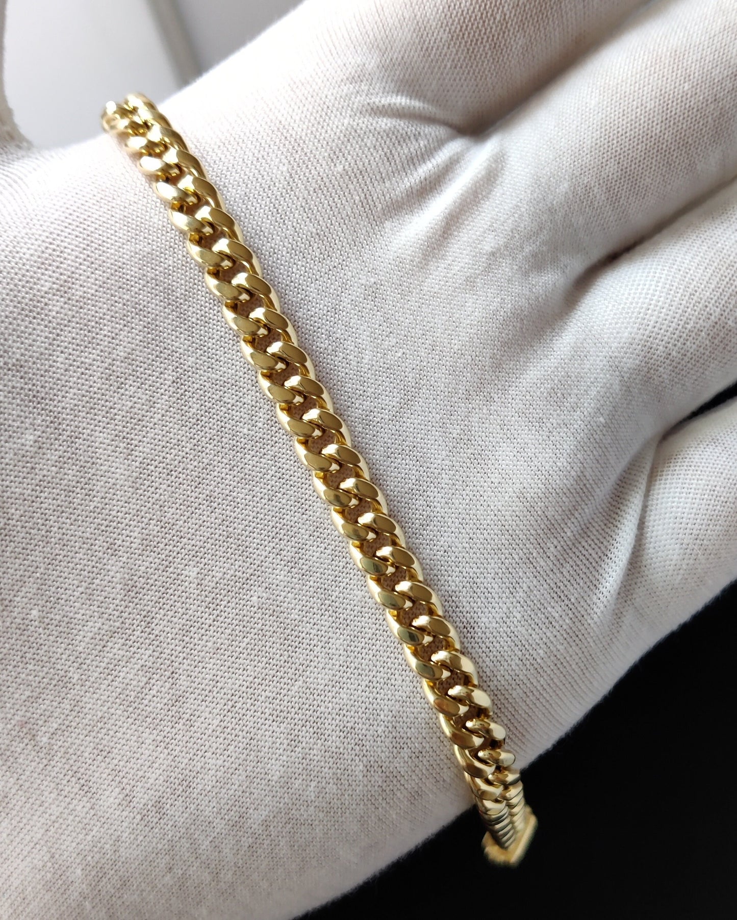 14k Yellow Gold 6.7mm Miami Cuban Chain Bracelet Box Clasp Lock Real 14K Yellow Gold, Men and Women,14k Gold Bracelet, 14k gold miami cuban