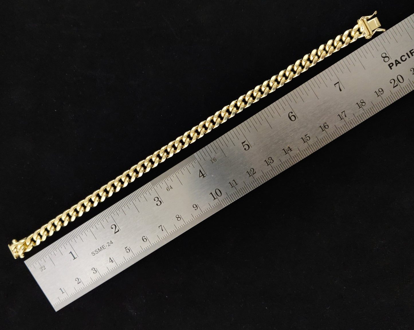 14k Yellow Gold 6.7mm Miami Cuban Chain Bracelet Box Clasp Lock Real 14K Yellow Gold, Men and Women,14k Gold Bracelet, 14k gold miami cuban