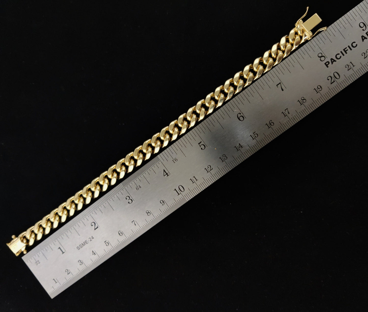 14k Yellow Gold 9.5mm Miami Cuban Chain Bracelet Box Clasp Lock Real 14K Yellow Gold, Men and Women,14k Gold Bracelet, 14k gold miami cuban