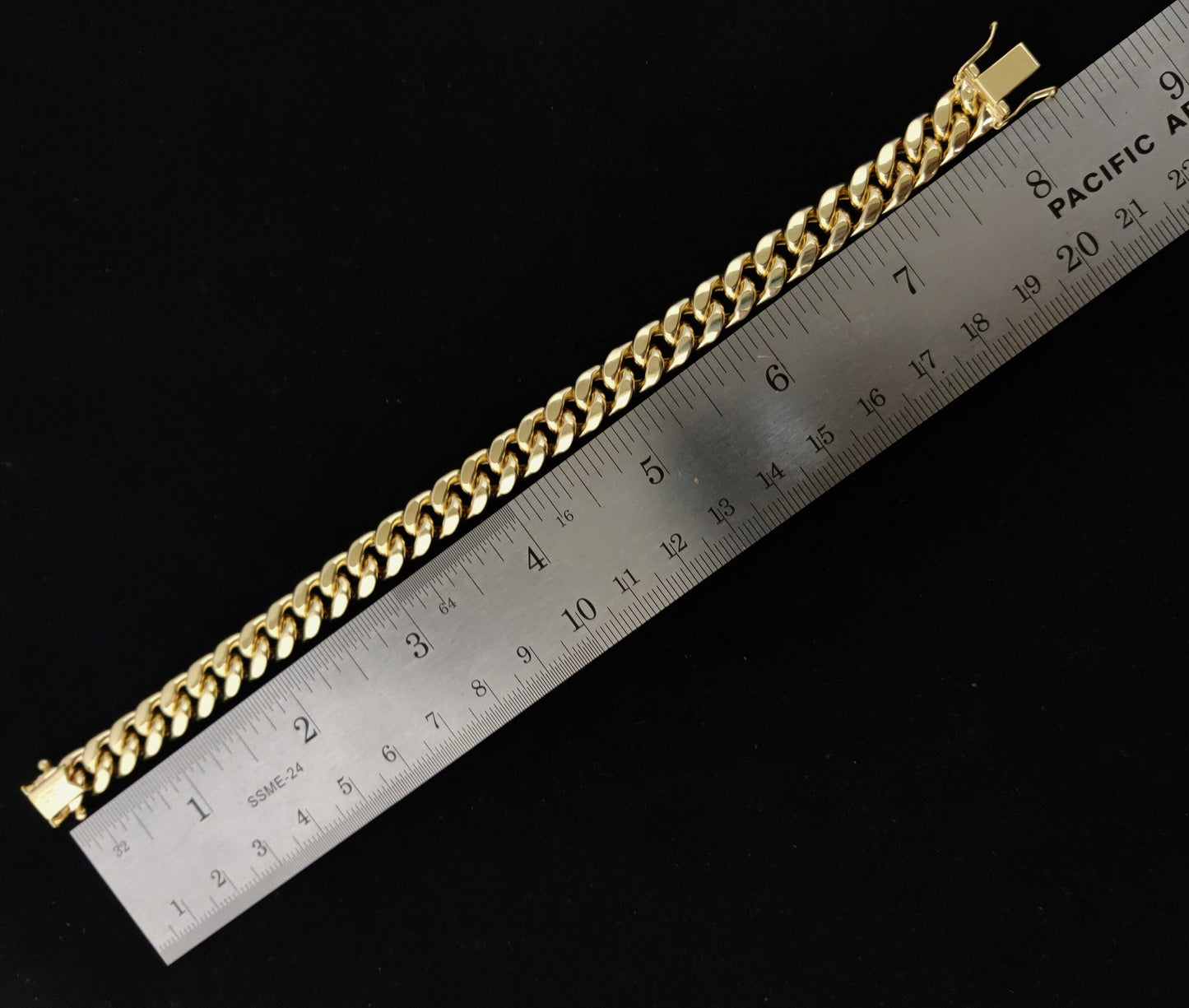 14k Yellow Gold 9.5mm Miami Cuban Chain Bracelet Box Clasp Lock Real 14K Yellow Gold, Men and Women,14k Gold Bracelet, 14k gold miami cuban