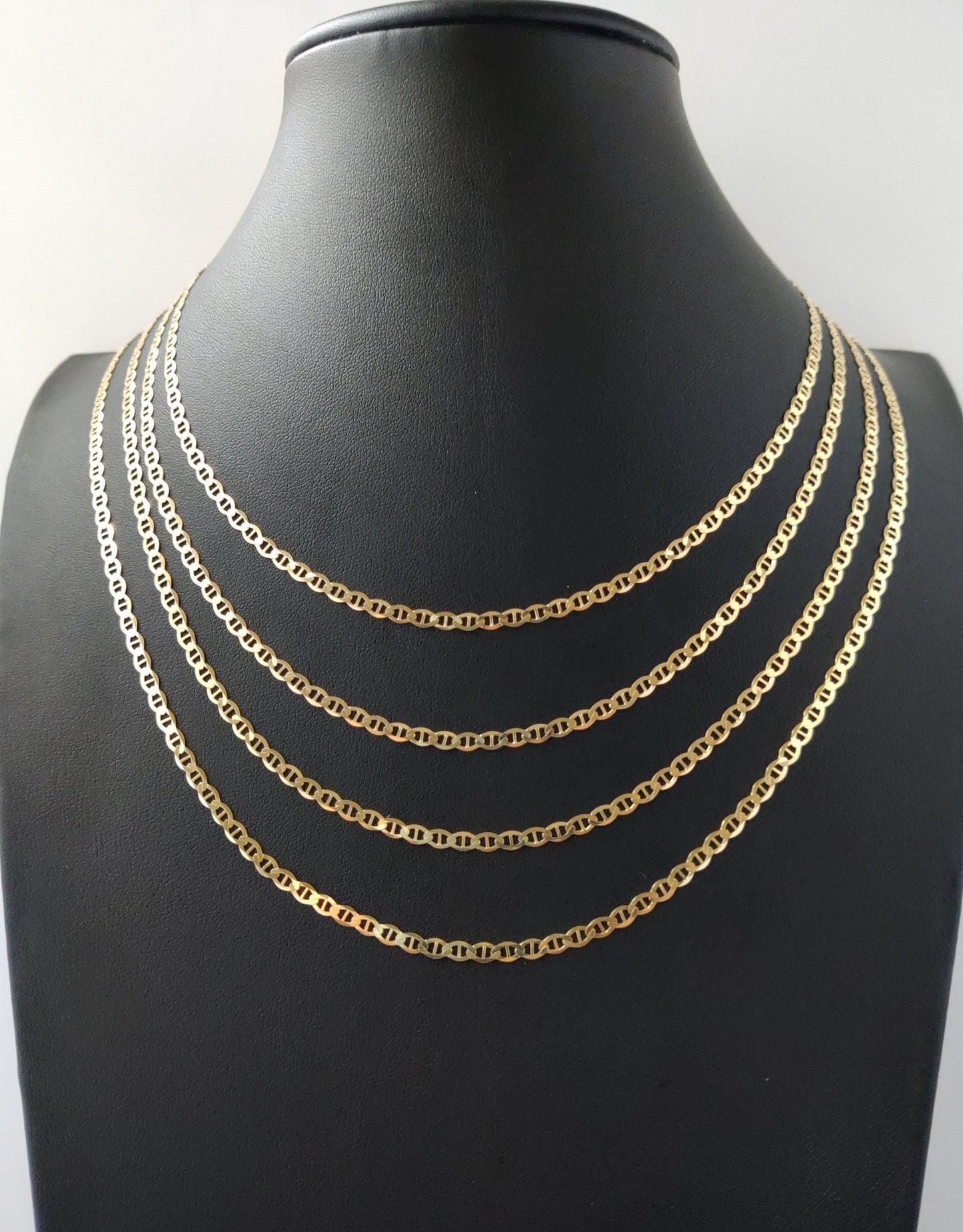 14K Solid Gold Mariner Anchor Chain Necklace, Real Yellow Gold Mariner Link Chain, Solid Gold Necklace for Men Women
