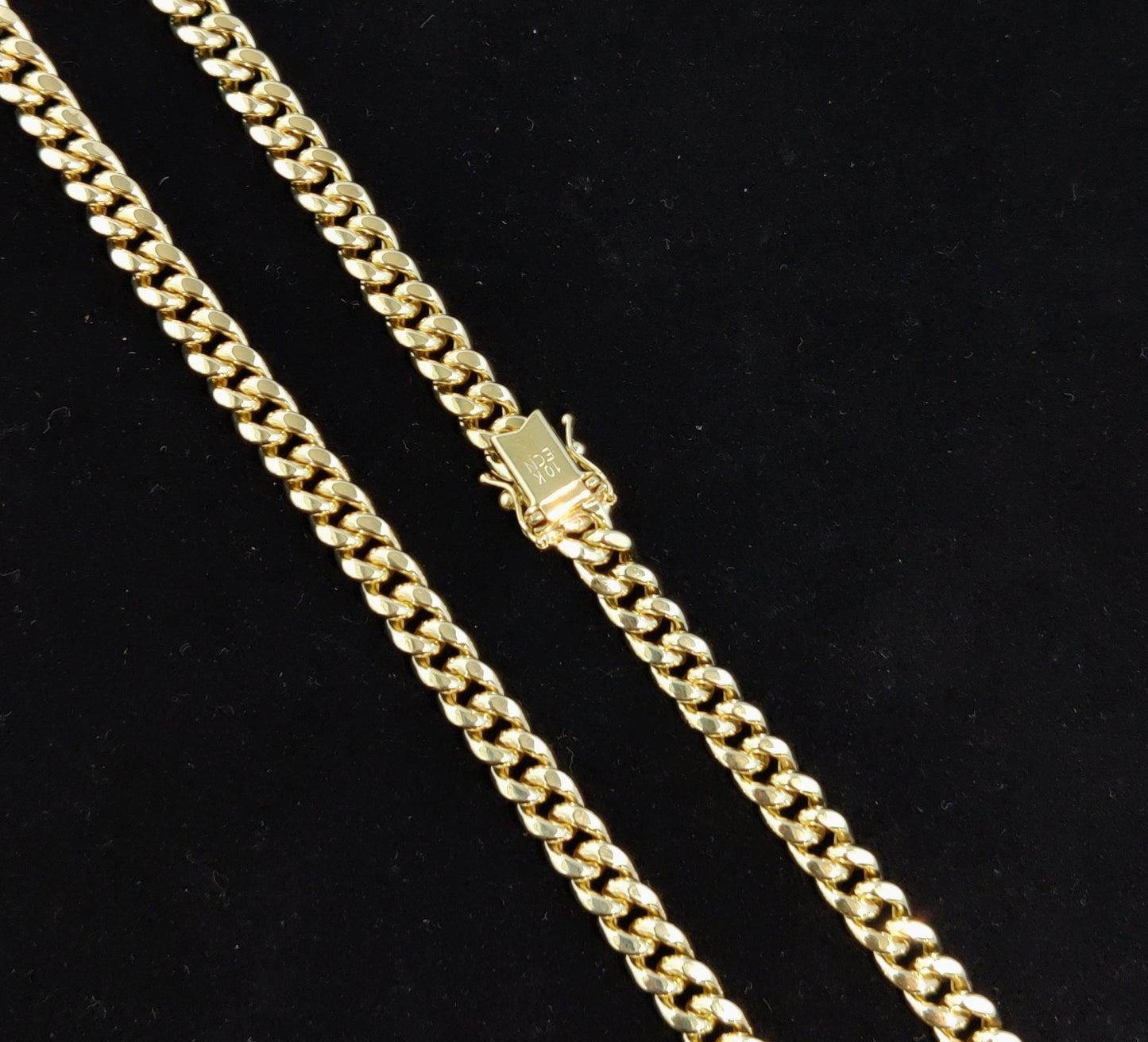 10k Real Gold Miami Cuban Link Chain Necklace and Bracelet 6.7mm Real 10K Yellow Gold, Man Gold Chain,Ladies Gold Chain, 10k Gold Chain