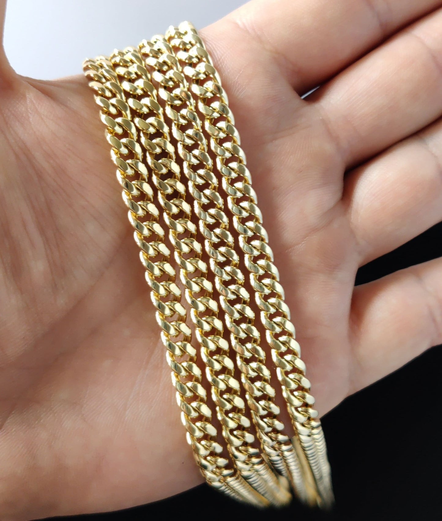 10k Real Gold Miami Cuban Link Chain Necklace 6.7mm 20 Inches Real 10K Yellow Gold,Man Gold Chain,Ladies Gold Chain, 10k Gold Chain