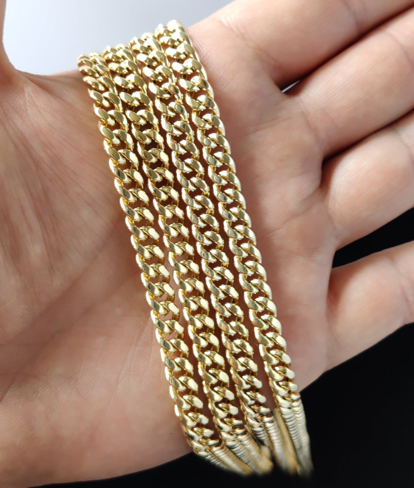 10k Real Gold Miami Cuban Link Chain Necklace and Bracelet 6.7mm Real 10K Yellow Gold, Man Gold Chain,Ladies Gold Chain, 10k Gold Chain