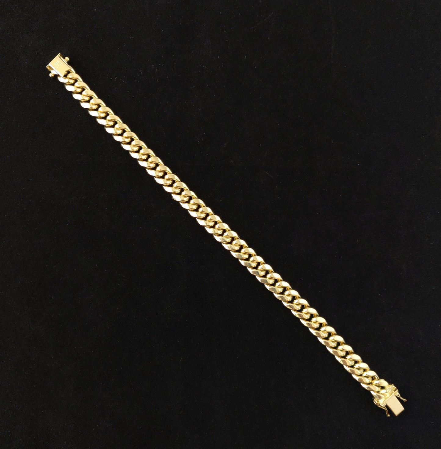 10k Yellow Gold 9mm Miami Cuban Chain Bracelet Box Clasp Lock Real 10K Yellow Gold,10k Gold Chain Men and Women