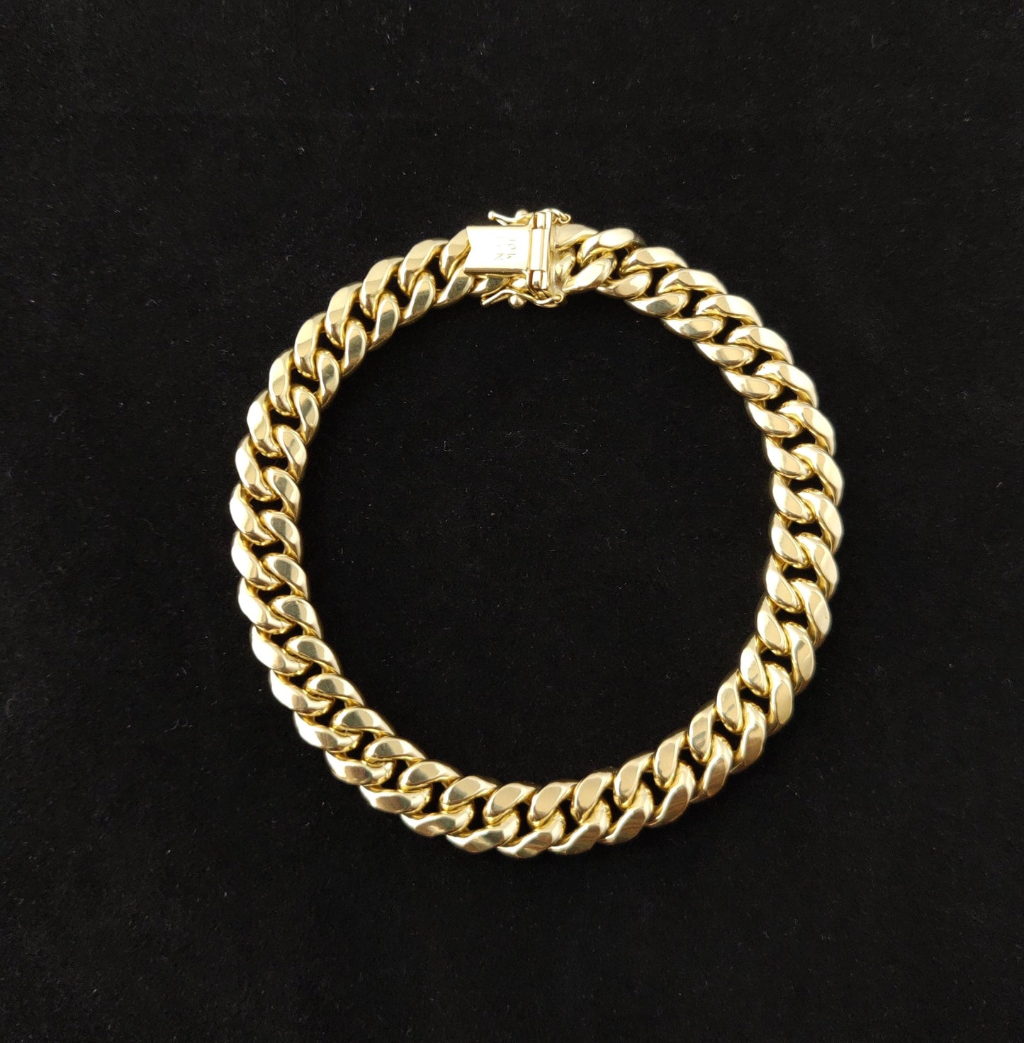 10k Yellow Gold 9mm Miami Cuban Chain Bracelet Box Clasp Lock Real 10K Yellow Gold,10k Gold Chain Men and Women