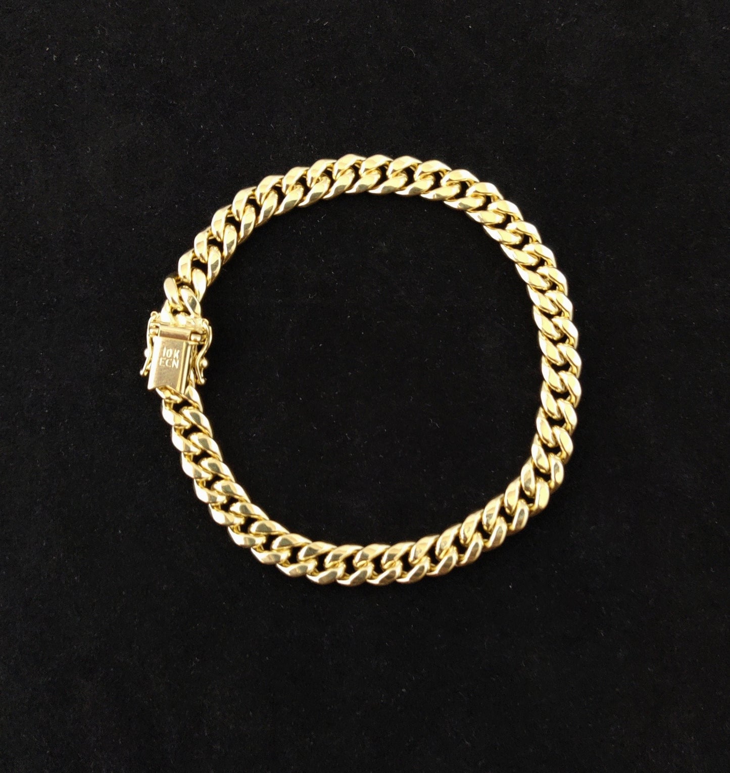 10k Yellow Gold 6.7mm Miami Cuban Chain Bracelet Box Clasp Lock Real 10K Yellow Gold, Men and Women,8 inches ,9 inches miami cuban bracelet