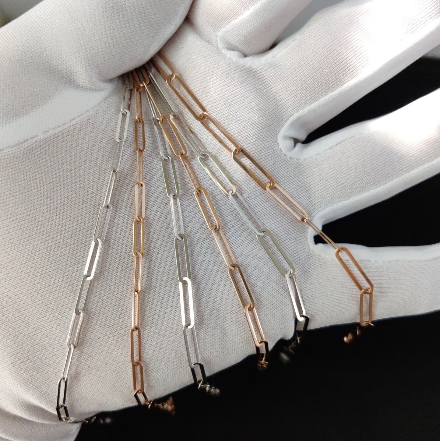 Real 14k Solid Gold Paperclip Chain Bracelet 2.2MM - 3.8MM, 14k Rose and White Gold Women Bracelet,Fancy Gold Bracelet,14k Gold Paperclips
