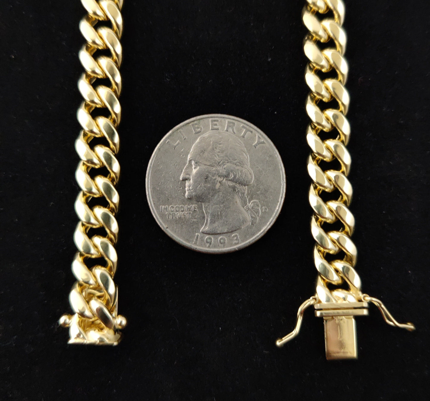 14k Yellow Gold 7.8mm Miami Cuban Chain Bracelet Box Clasp Lock Real 14K Yellow Gold, Men and Women,14k Gold Bracelet, 14k gold miami cuban