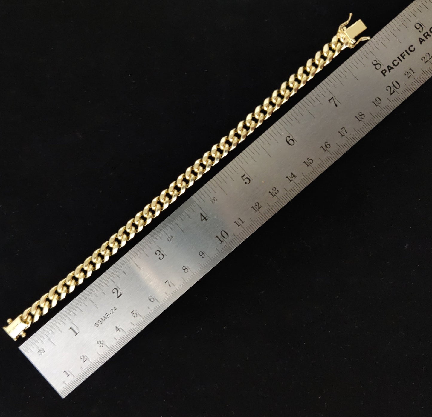 14k Yellow Gold 7.8mm Miami Cuban Chain Bracelet Box Clasp Lock Real 14K Yellow Gold, Men and Women,14k Gold Bracelet, 14k gold miami cuban