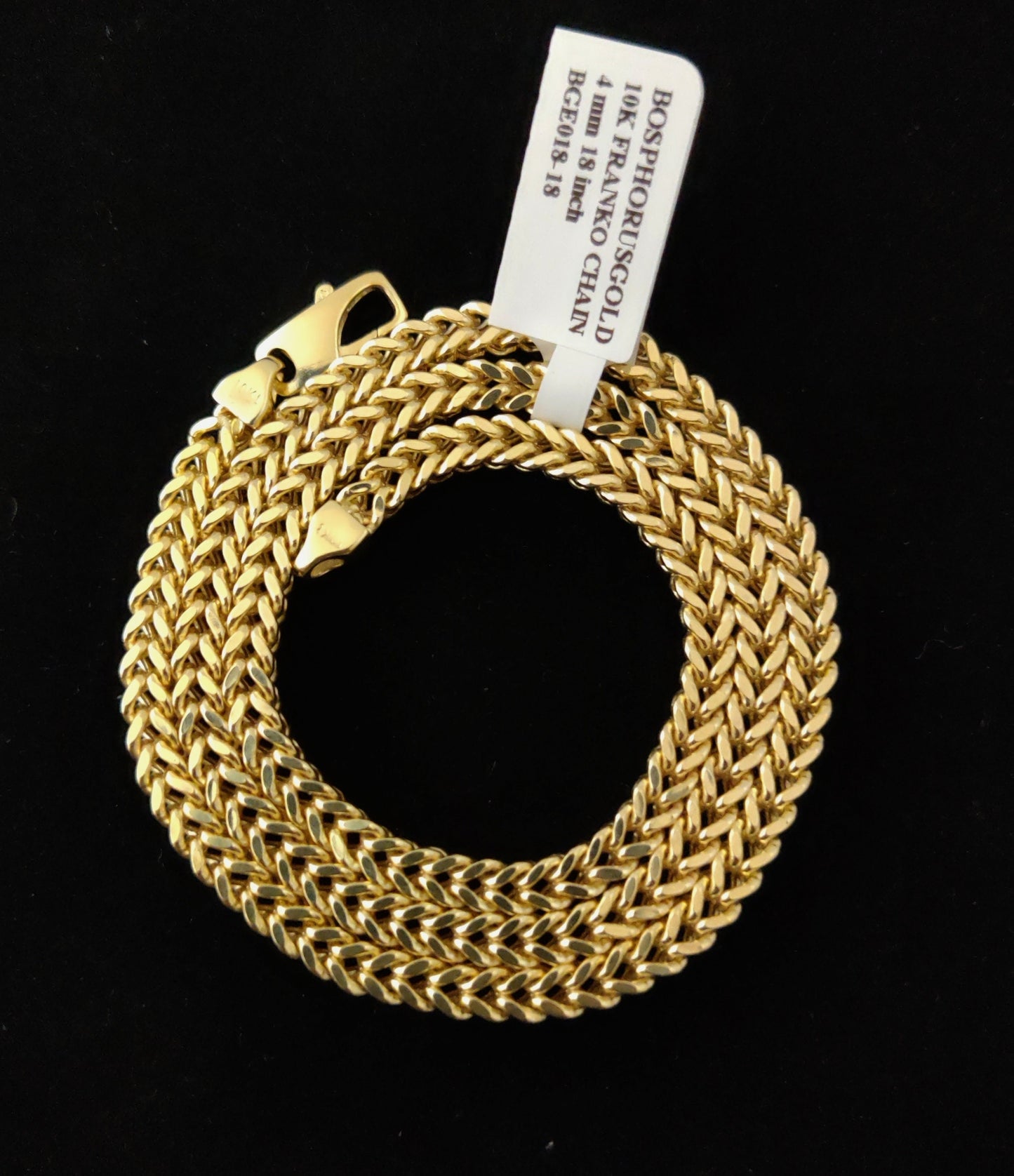 10K Real Semi Solid Gold Franco Chain Necklace, 18 inch Franco Chain, 4mm Real 10K Yellow Gold Franco Chain,10k Gold Chain,Franco Chain