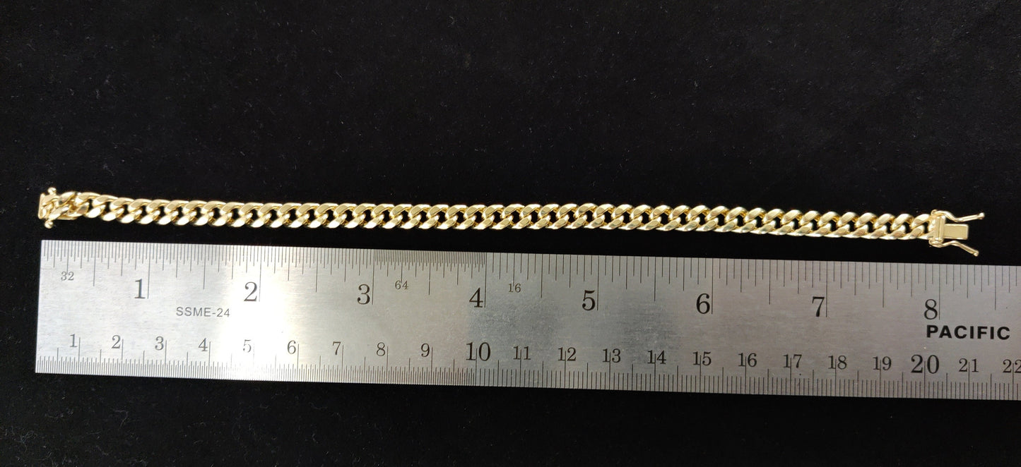 10k Yellow Gold 6.2mm Miami Cuban Bracelet Box Clasp Lock, Real 10K Yellow Gold,Miami Cuban Chain, 10k Real Gold Miami Cuban Bracelet