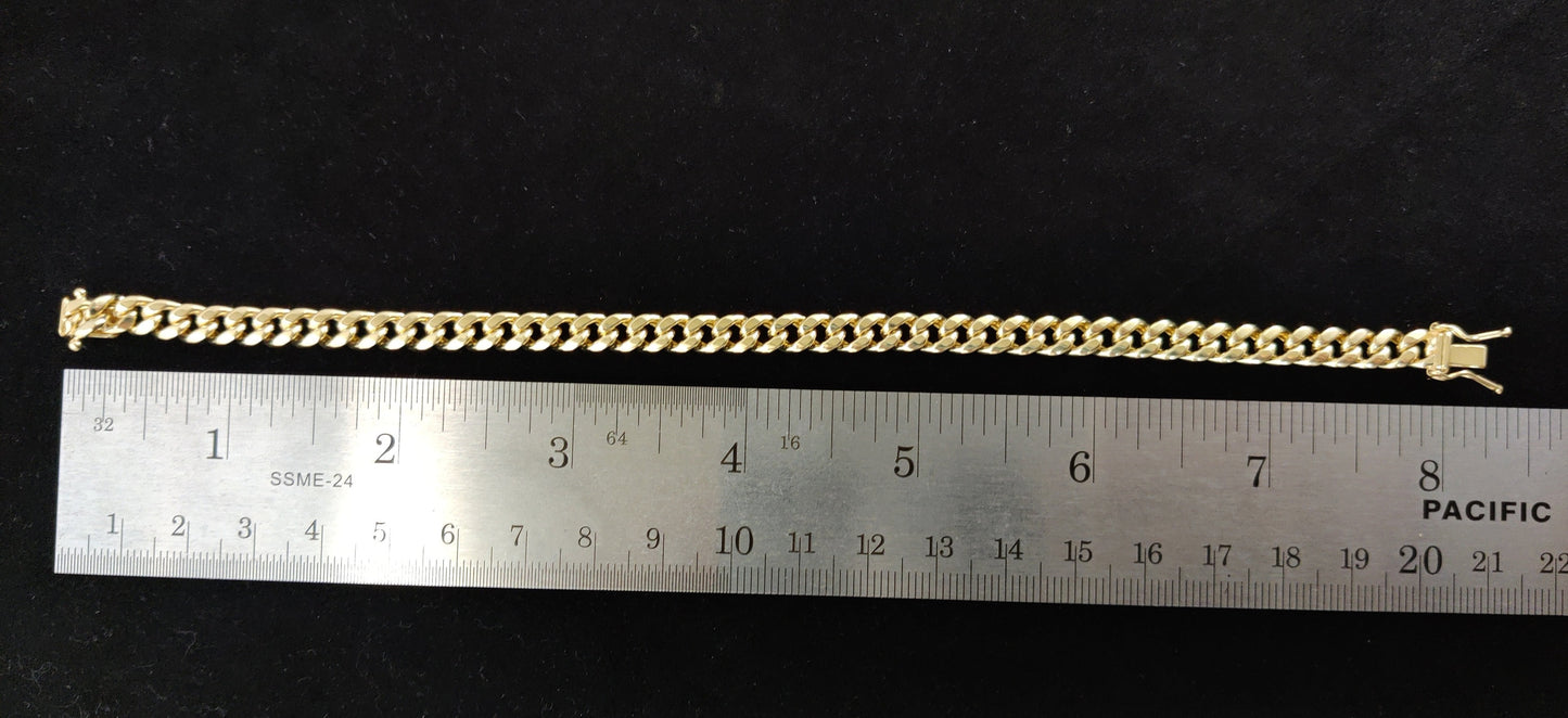 10k Yellow Gold 6.2mm Miami Cuban Bracelet Box Clasp Lock, Real 10K Yellow Gold,Miami Cuban Chain, 10k Real Gold Miami Cuban Bracelet