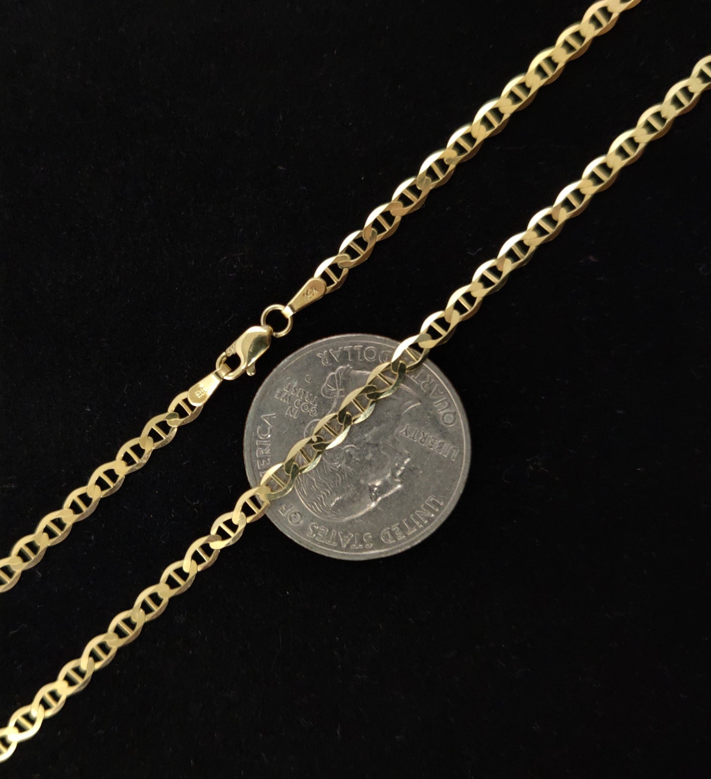 SOLID 14k Real Yellow Gold 3.2mm Mariner Anchor Link Chain Necklace, Real Solid 14K Yellow Gold, 14k Gold Chain, Solid Mariner Anchor Chain