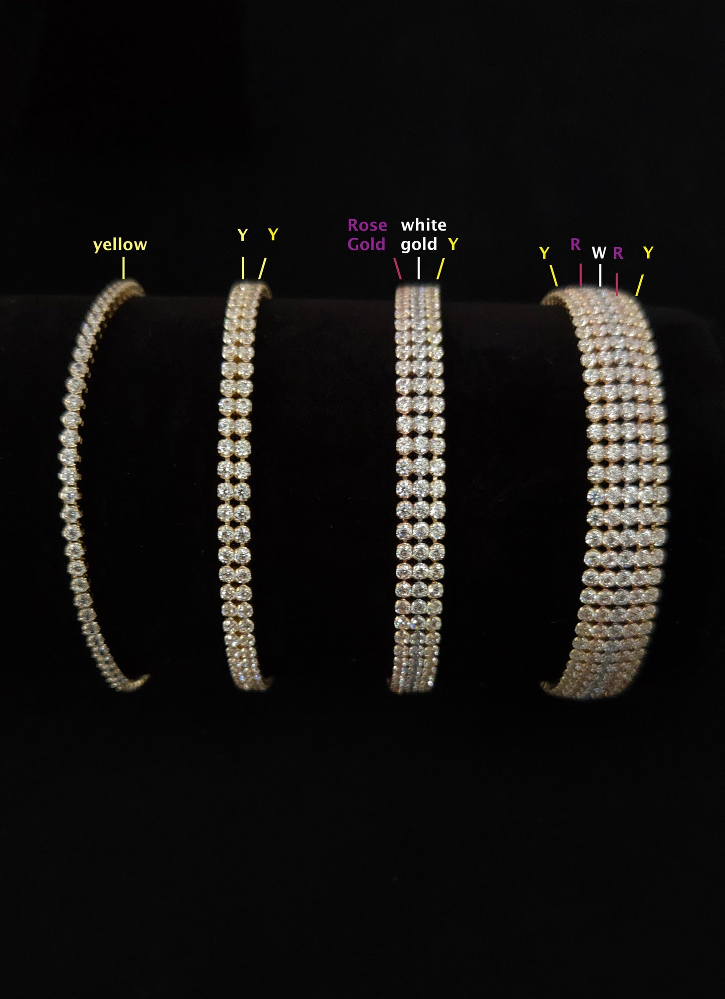 14k Solid Real Gold Tennis Bracelet, Cubic Zirconia Tennis Bracelet, Dainty Bracelet, Yellow ,White Rose gold Tennis Bracelet