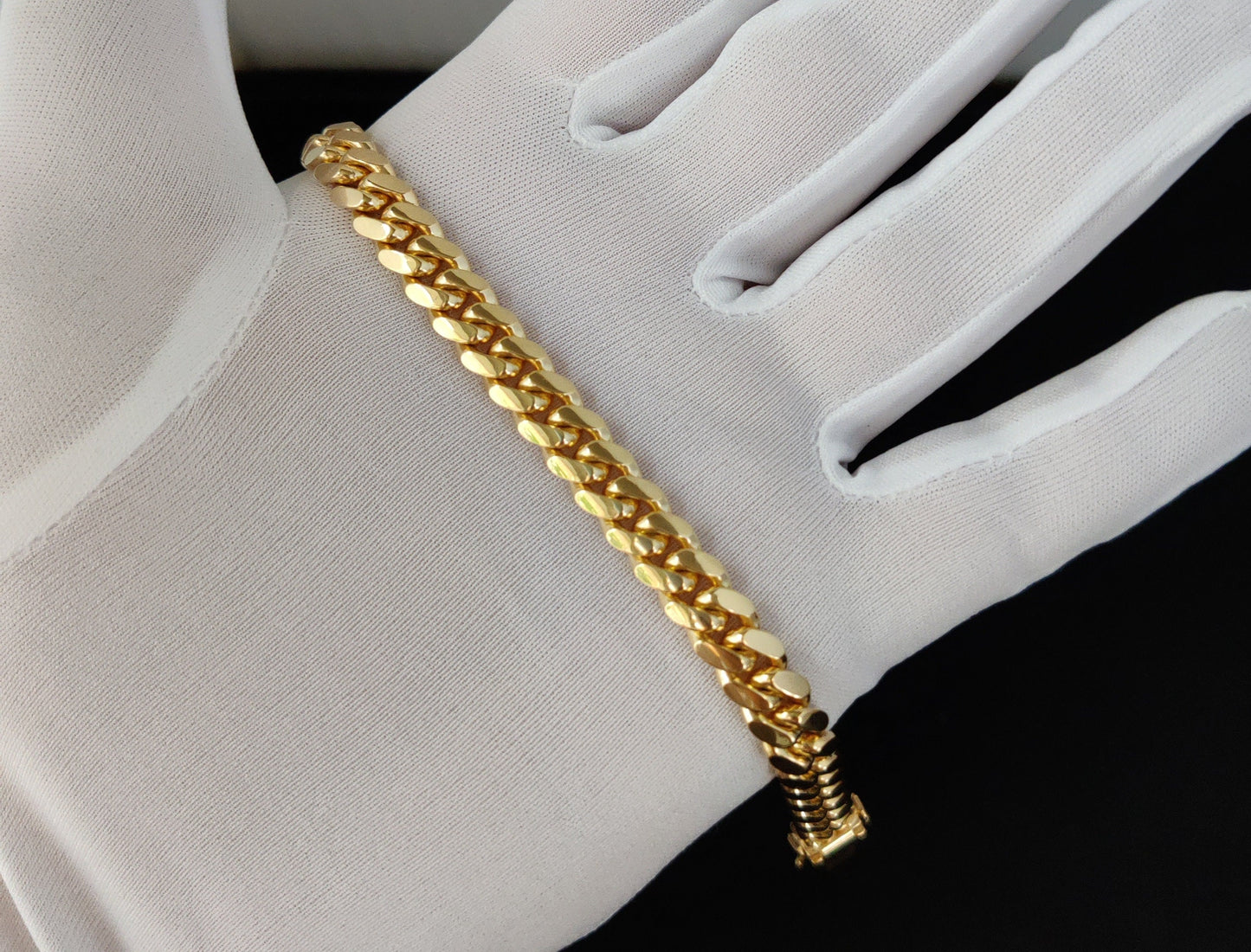 10k SOLID Yellow Gold 7mm Miami Cuban Chain Bracelet Box Clasp Lock Real 10K Yellow Gold,SOLID 10k Gold Bracelet, 10k gold miami cuban