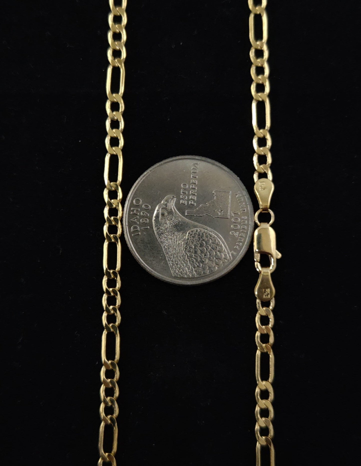 10K Yellow Gold Figaro Chain Necklace, 3.5mm 16" - 24" Inch, Thick Link Chain, Real 10k Gold Chain, Gold Figaro Chain, Men and Women