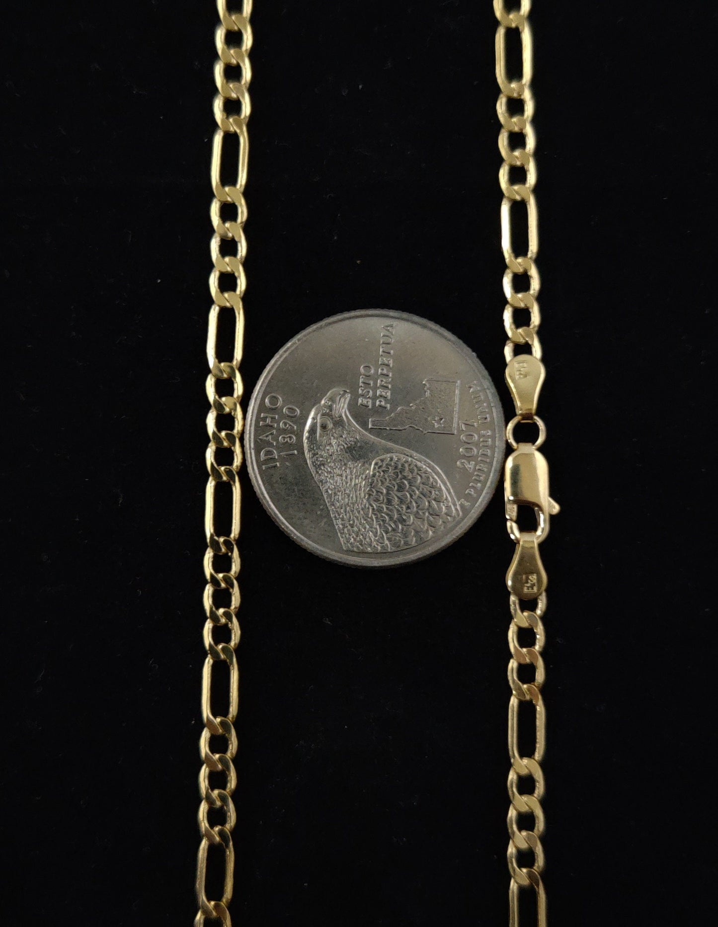 10K Yellow Gold Figaro Chain Necklace, 3.2mm 16" - 24" Inch, Thick Link Chain, Real 10k Gold Chain, Gold Figaro Chain, Men and Women