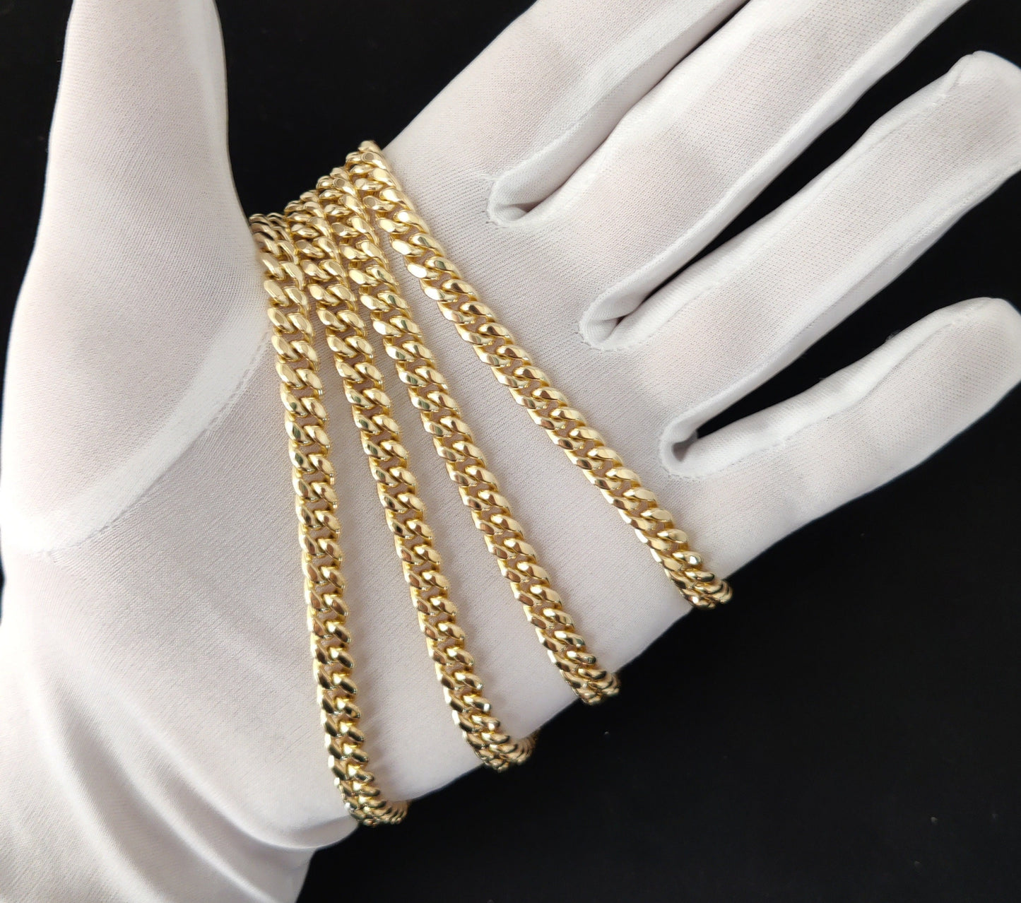 10k Real Gold Miami Cuban Link Chain Necklace and Bracelet 6.7mm Real 10K Yellow Gold, Man Gold Chain,Ladies Gold Chain, 10k Gold Chain
