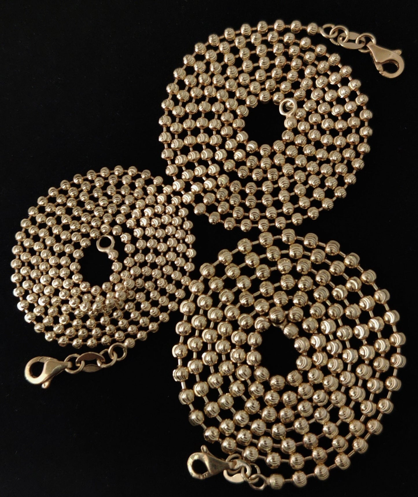 SOLID 10K Real Yellow Gold Half Moon Diamond Cut Bead Ball Chain Necklace ,2mm ,2.5mm, 3mm Moon Chain Necklace , Real 10k Gold Chain ,Women