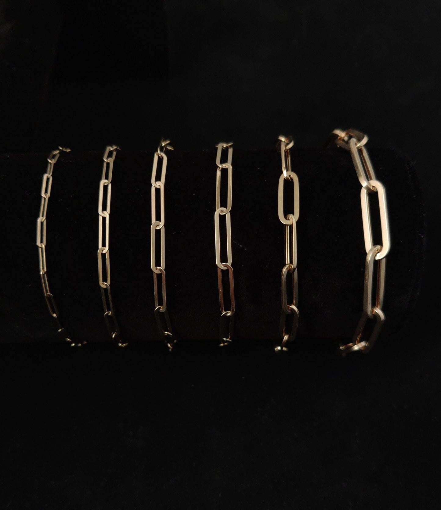 Real 14k Gold Paperclip Chain Bracelet 2.2MM - 5.8MM, 14k Yellow, Rose, White Gold Women Bracelet,Fancy Gold Bracelet,14k Gold Paperclips