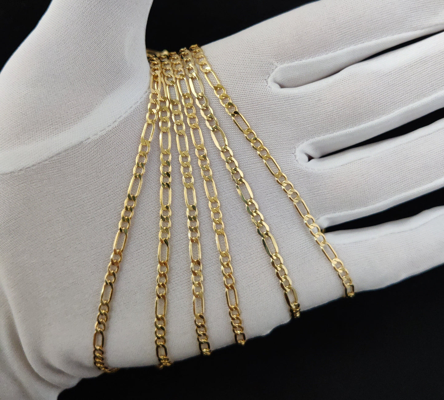 10K Yellow Gold Figaro Chain Necklace, 3.5mm 16" - 24" Inch, Thick Link Chain, Real 10k Gold Chain, Gold Figaro Chain, Men and Women
