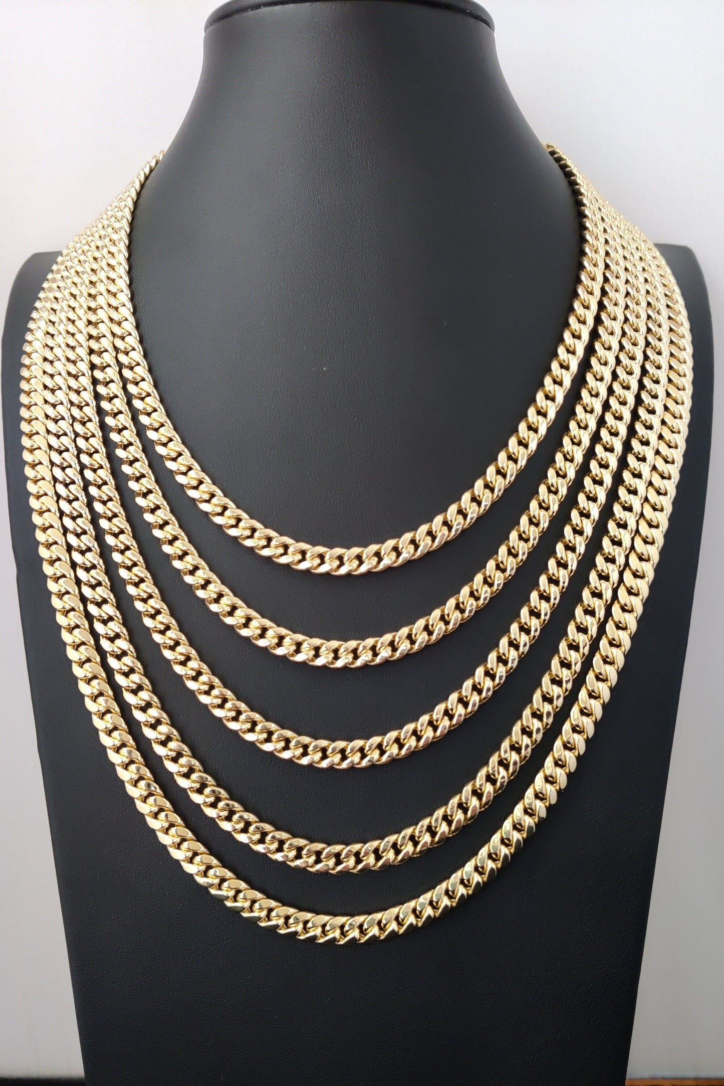 10k Real Gold Miami Cuban Link Chain Necklace and Bracelet 6.7mm Real 10K Yellow Gold, Man Gold Chain,Ladies Gold Chain, 10k Gold Chain
