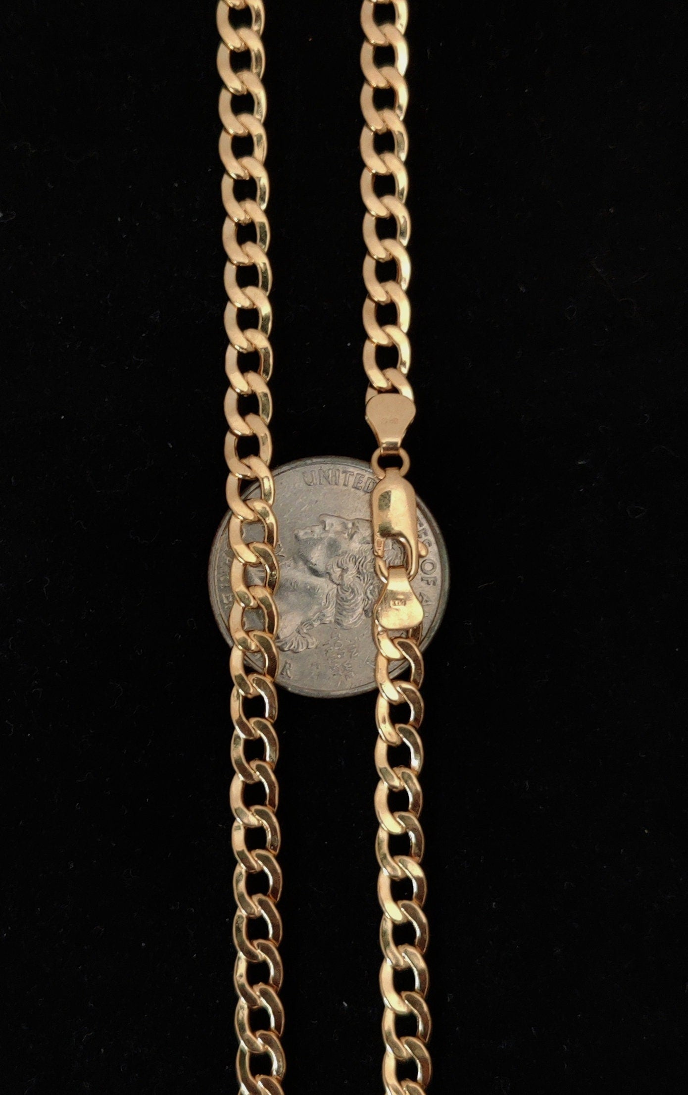 5 MM 10K Real Yellow Gold Cuban Link Chain, Gold Chain Necklace Man and Woman