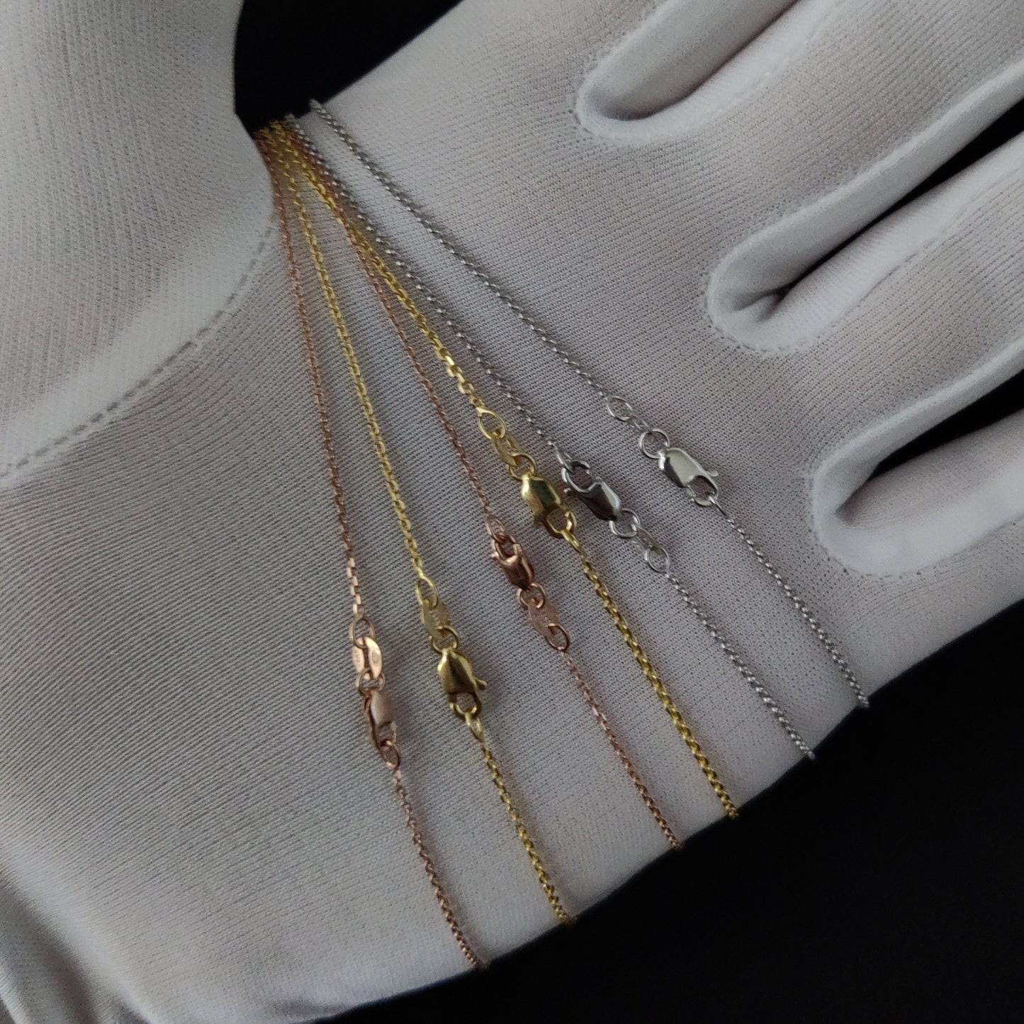 14K Real solid 1 mm YELLOW gold cable chain, 14K Real solid ROSE gold cable chain, 14K Real solid WHITE gold cable chain, 14K pendant chain