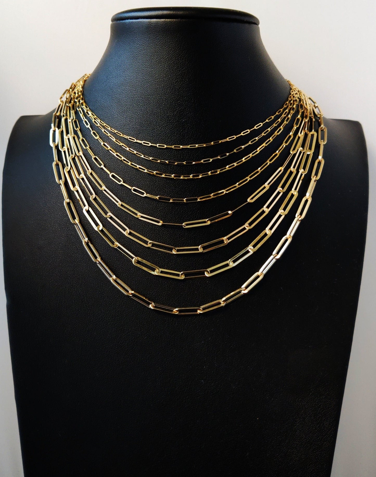 14k SOLID Gold Italian Style Paperclip Chain, 1.5mm - 4.5mm Women Necklace, 14k Italian Style Paperclip, 14k Yellow Gold Paperclips