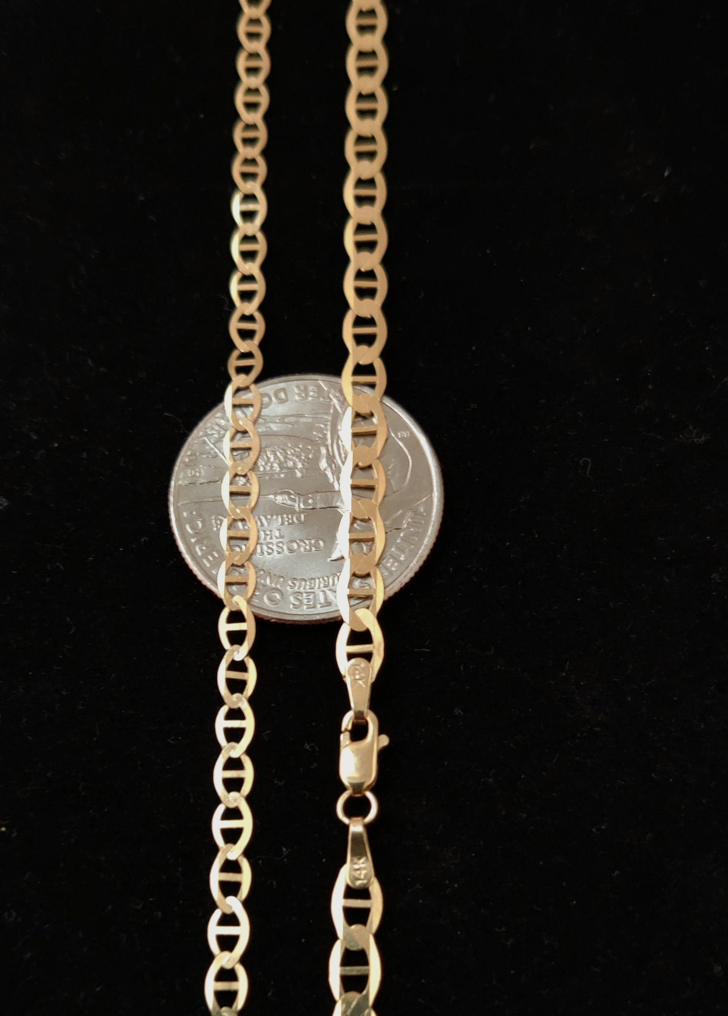 SOLID 14k Real Yellow Gold 3.2 - 4 mm Mariner Anchor Link Chain Necklace, Real Solid 14K Yellow Gold, 14k Gold Chain,Mariner Anchor Chain