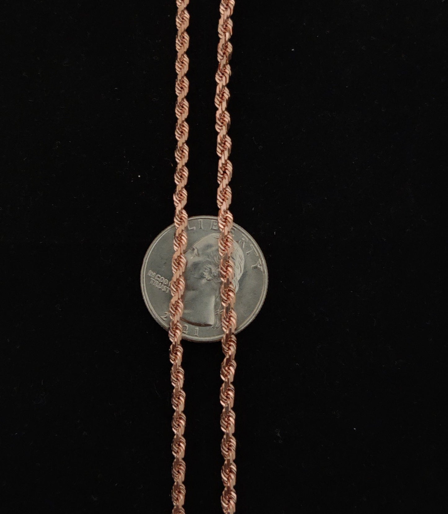 10K SOLID Rose Gold Rope Chain ,Real Rose Gold Rope Chain Necklace 2.2mm-3.5mm 16-26 inches, Heavy Real 10K Gold Rope Chain, Men and Women