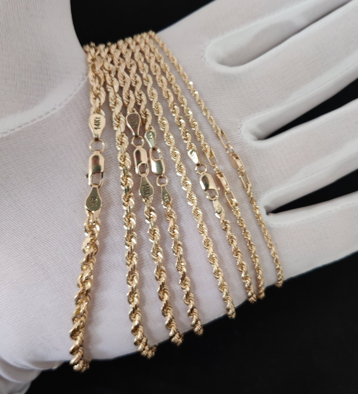 14K SOLID Gold Rope Chain, Gold Rope Chain Necklace 2mm-5mm 16-26 inches, Heavy Fully Solid 14K Gold Rope Chain, 14K Gold Chain, Men Women