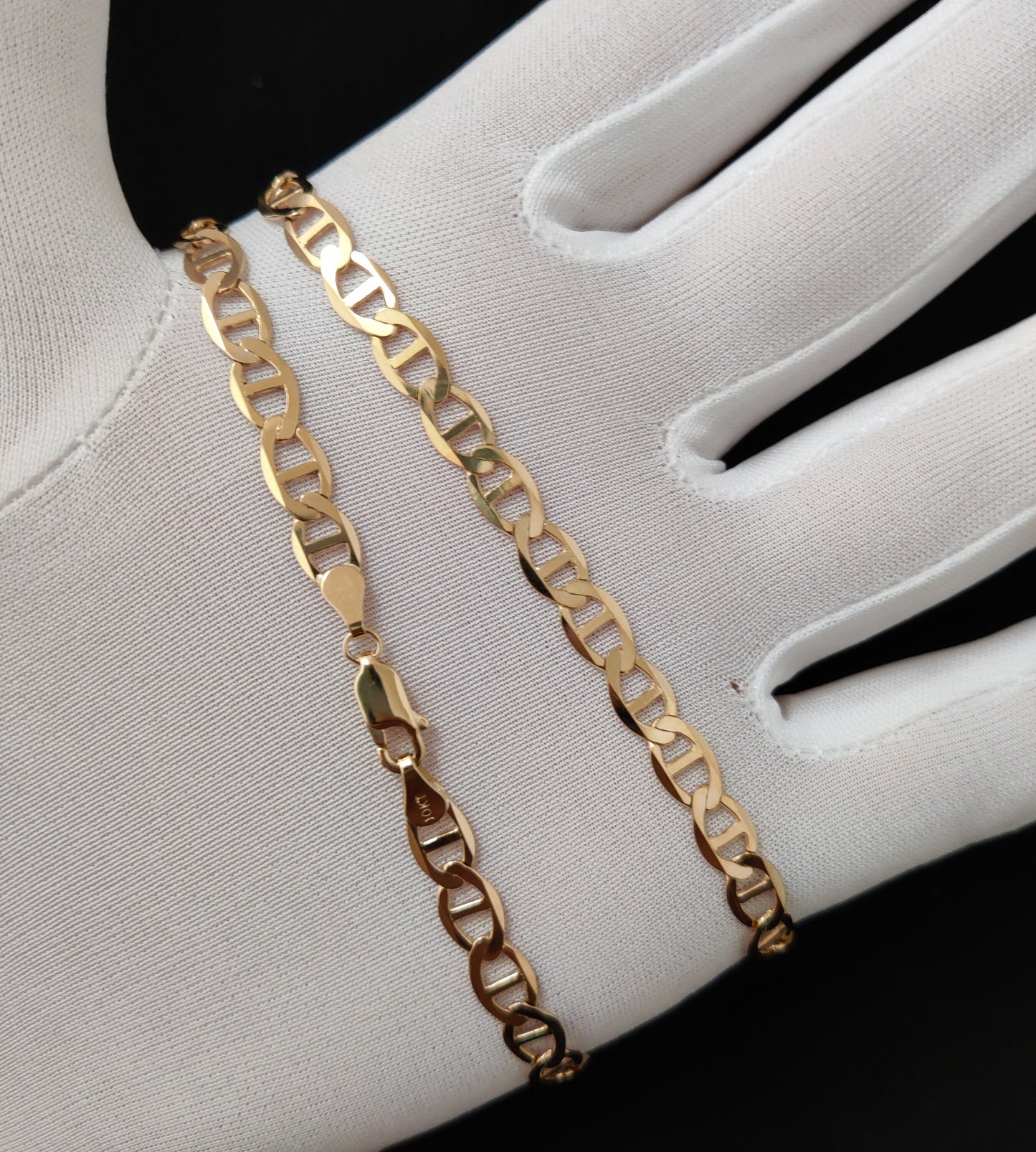 SOLID 10k Real Yellow Gold 6 mm Mariner Anchor Link Chain Necklace, Real Solid 10K Yellow Gold, 10k Gold Chain, Solid Mariner Anchor Chain