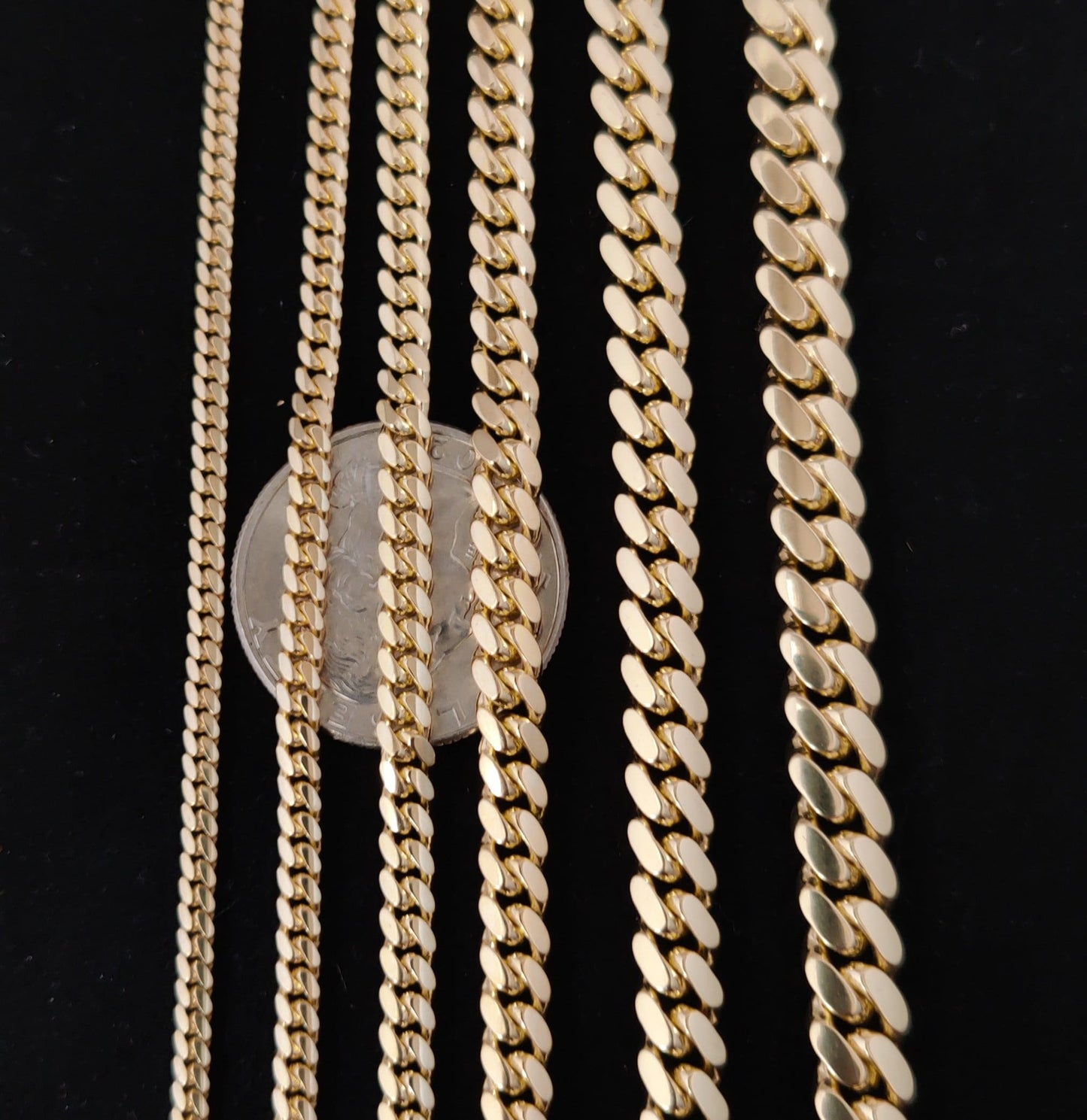 14k Real SOLID Gold Miami Cuban Link Chain Necklace 1.1mm - 7mm, Real 14K Yellow Gold,Man Gold Chain,Ladies Gold Chain, Heavy 14k Gold Chain