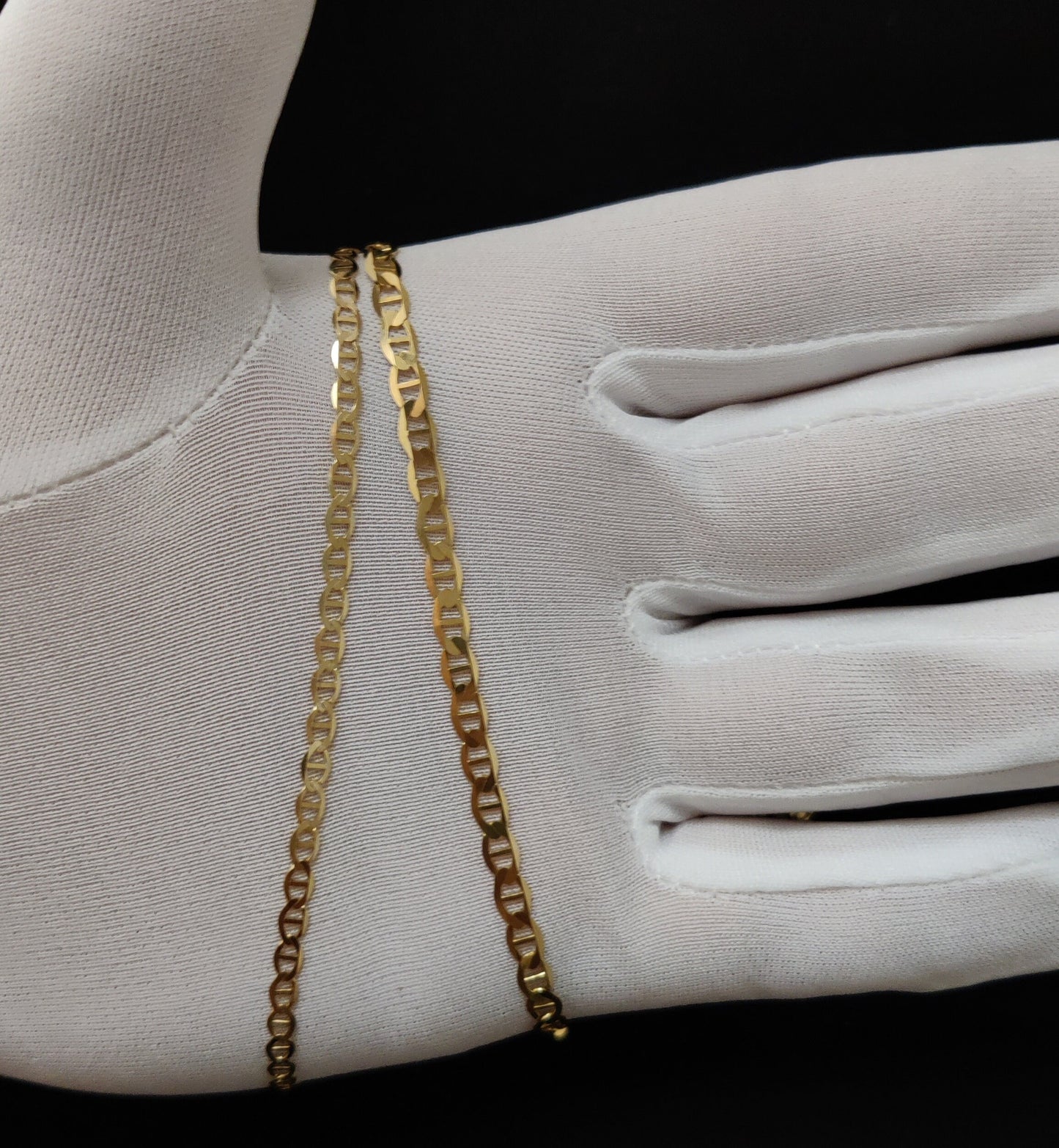 SOLID 14k Real Yellow Gold 3.2 - 4 mm Mariner Anchor Link Chain Necklace, Real Solid 14K Yellow Gold, 14k Gold Chain,Mariner Anchor Chain