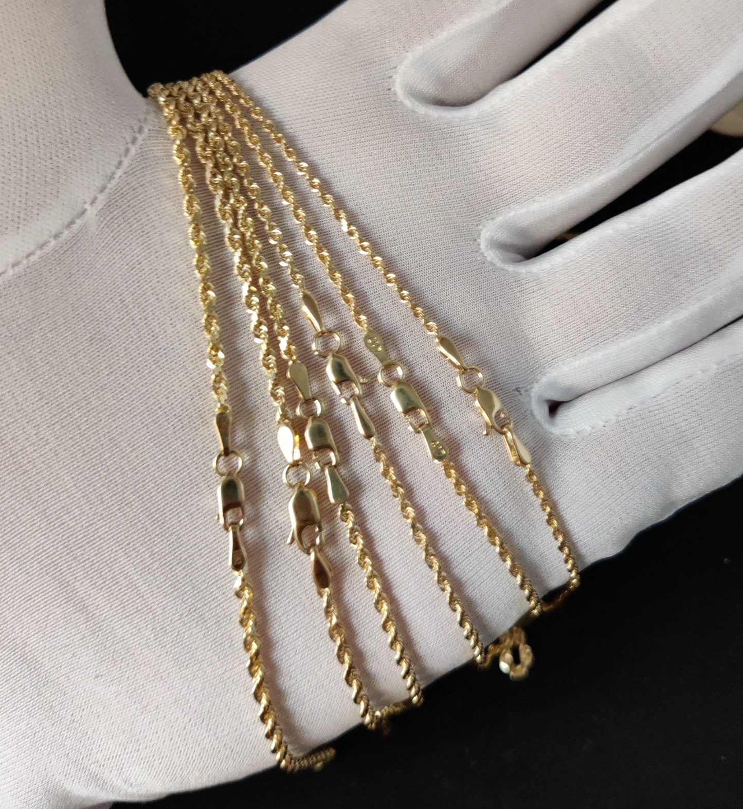 10K Real Yellow Gold Rope Chain ,Solid Gold Rope Chain Necklace 1.7mm- 5.8mm 16-26 inches, Heavy Real 10K Gold Rope Chain,Men and Women