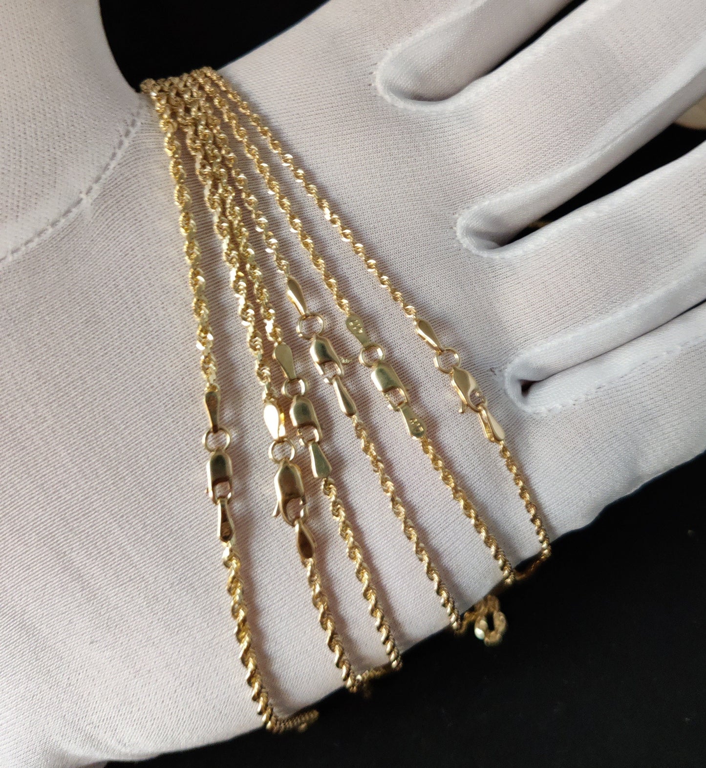 10K SOLID Gold Rope Chain ,Solid Gold Rope Chain Necklace 1.7mm- 5.8mm 16-26 inches, 10K Real SOLID Gold Rope Chain for Men Women