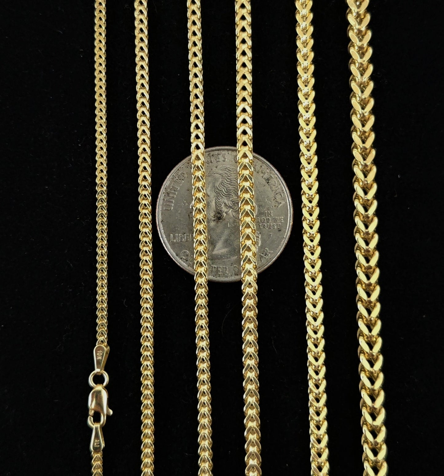 10K Real Semi Solid Gold Franco Chain Necklace and Bracelets, 1.8mm - 4mm Real 10K Yellow Gold Franco Chain,10k Gold Franco Chain