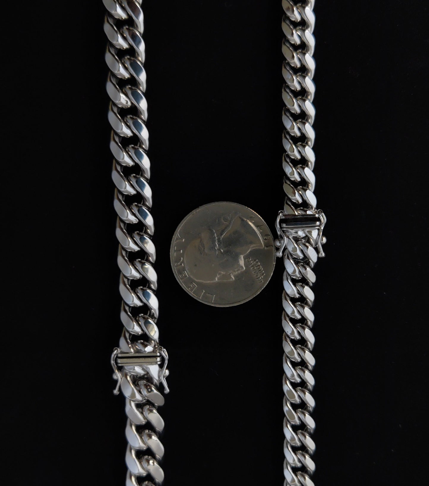 10k Real White Gold Miami Cuban Link Chain Necklace,7.5mm and 9.4mm 10K White Gold, Man Gold Chain,Ladies Gold Chain, White Miami Cuban