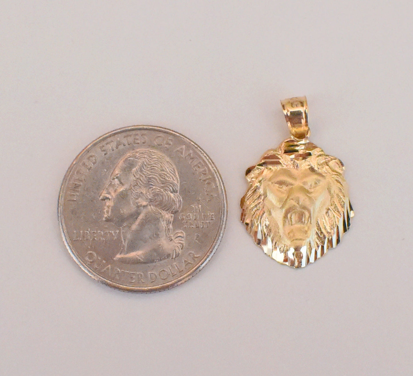 10k Real Solid Gold textured Lion Pendants Necklace, wit 1.7mm Solid Rope Chain Necklace , Lion Head Pendant, Gift