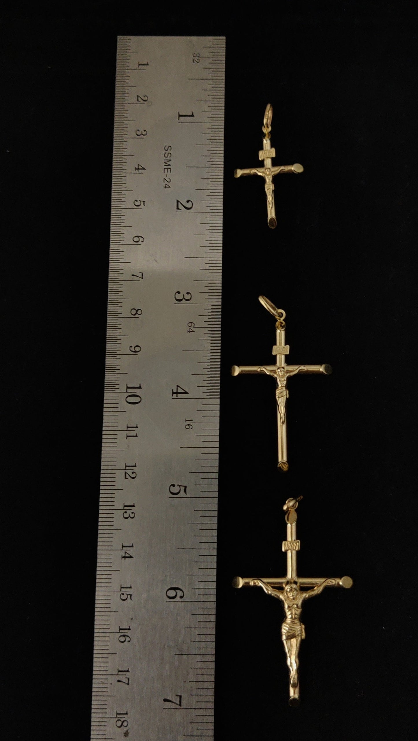 10k Real Solid Gold Jesus Crucifix Pendants Necklace, wit 1.7mm Solid Rope Chain Necklace , Cross, Gold Inri Cross, Gift