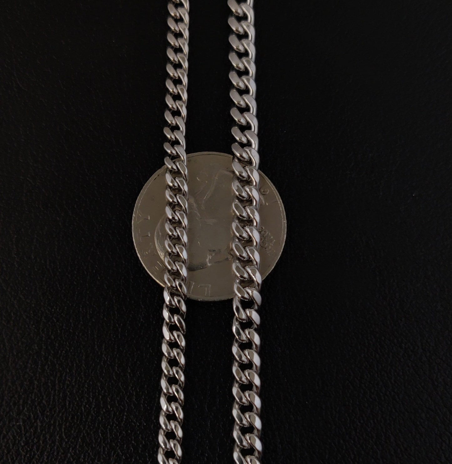 10k Real White Gold Miami Cuban Link Chain Necklace,3.8mm and 4.5mm 10K White Gold, Man Gold Chain,Ladies Gold Chain, White Miami Cuban