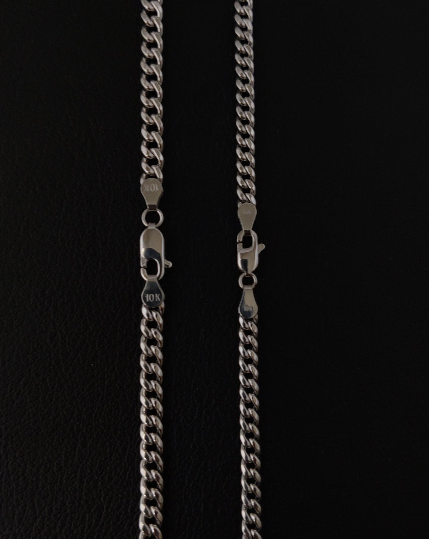 10k Real White Gold Miami Cuban Link Chain Necklace,3.8mm and 4.5mm 10K White Gold, Man Gold Chain,Ladies Gold Chain, White Miami Cuban