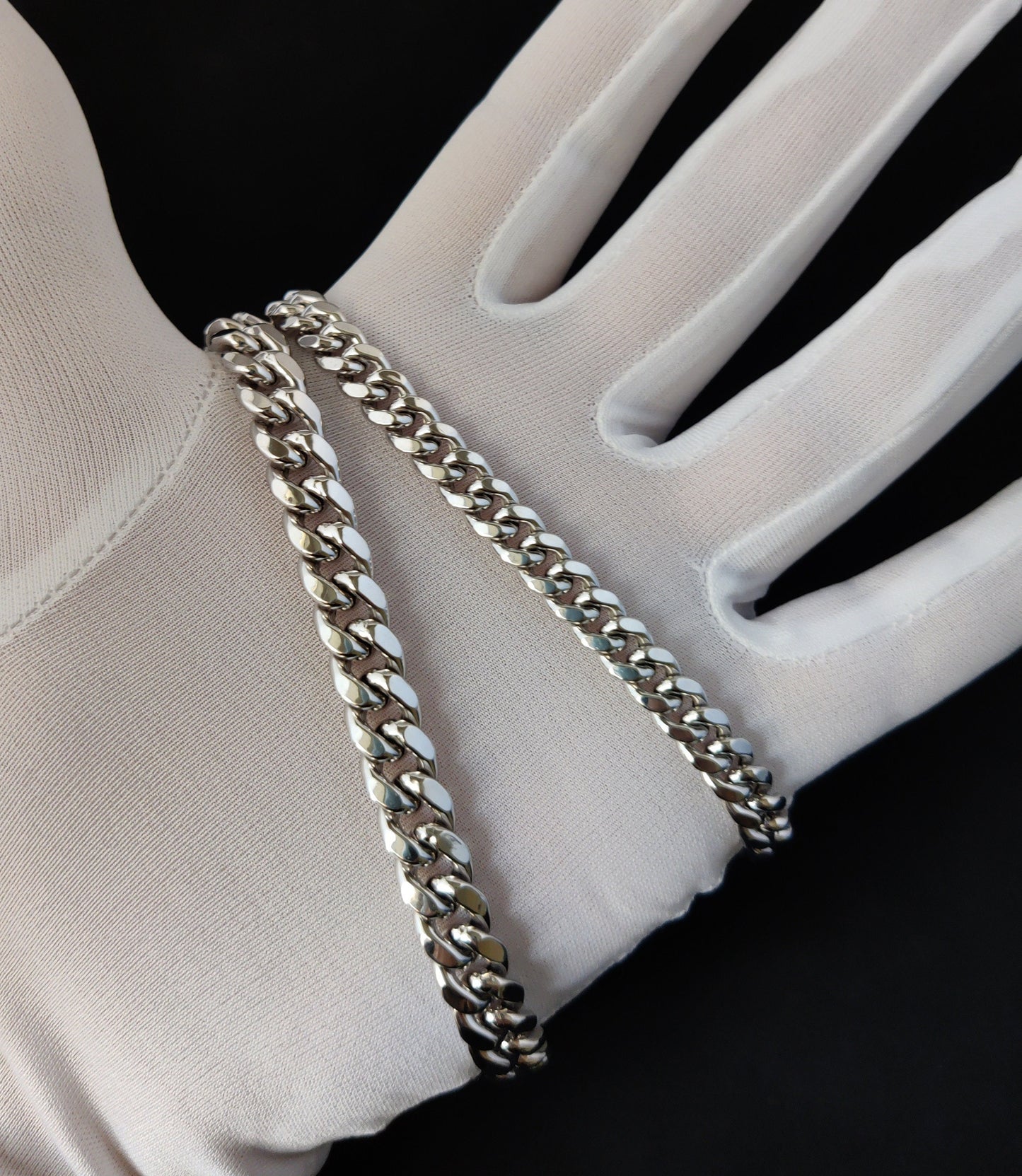 10k Real White Gold Miami Cuban Link Chain Necklace,7.5mm and 9.4mm 10K White Gold, Man Gold Chain,Ladies Gold Chain, White Miami Cuban