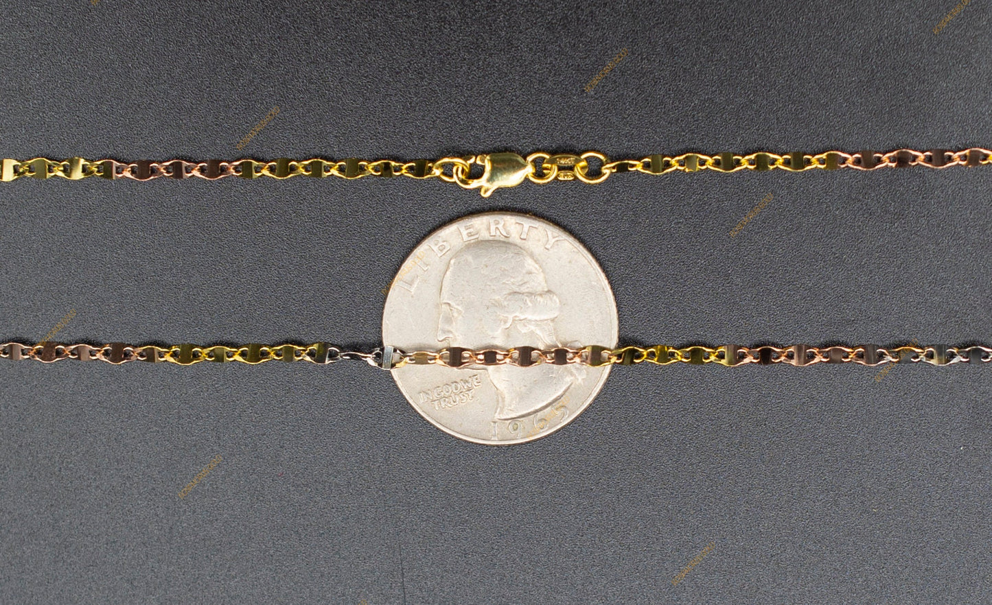 14K Solid Gold Twisted Mirror Chain Necklace, Tricolor Gold Necklace, Diamond Cut Mirror Chain, Women’s Dainty Gold Jewelry